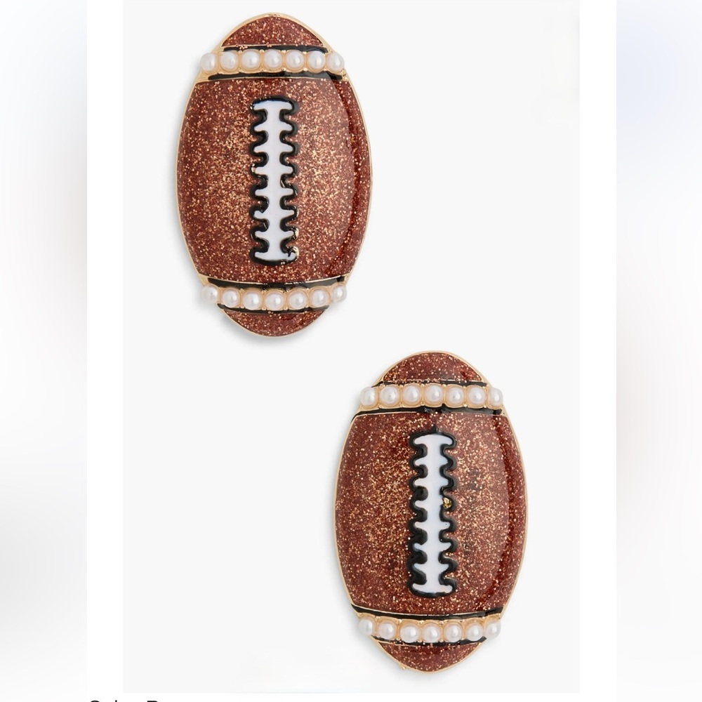Baublebar Faux Pearl Enamel Brown Football Stud Earrings